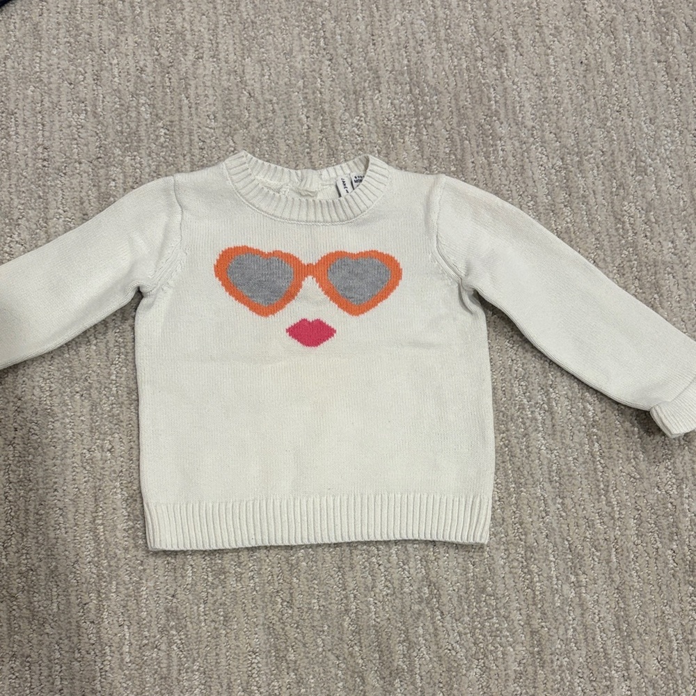 Janie and Jack White Sweater with Orange Heart